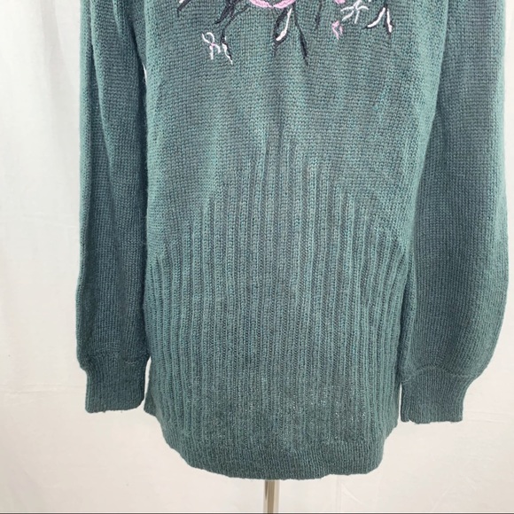 Mudd green open front embroidered floral cardigan - Picture 10 of 13